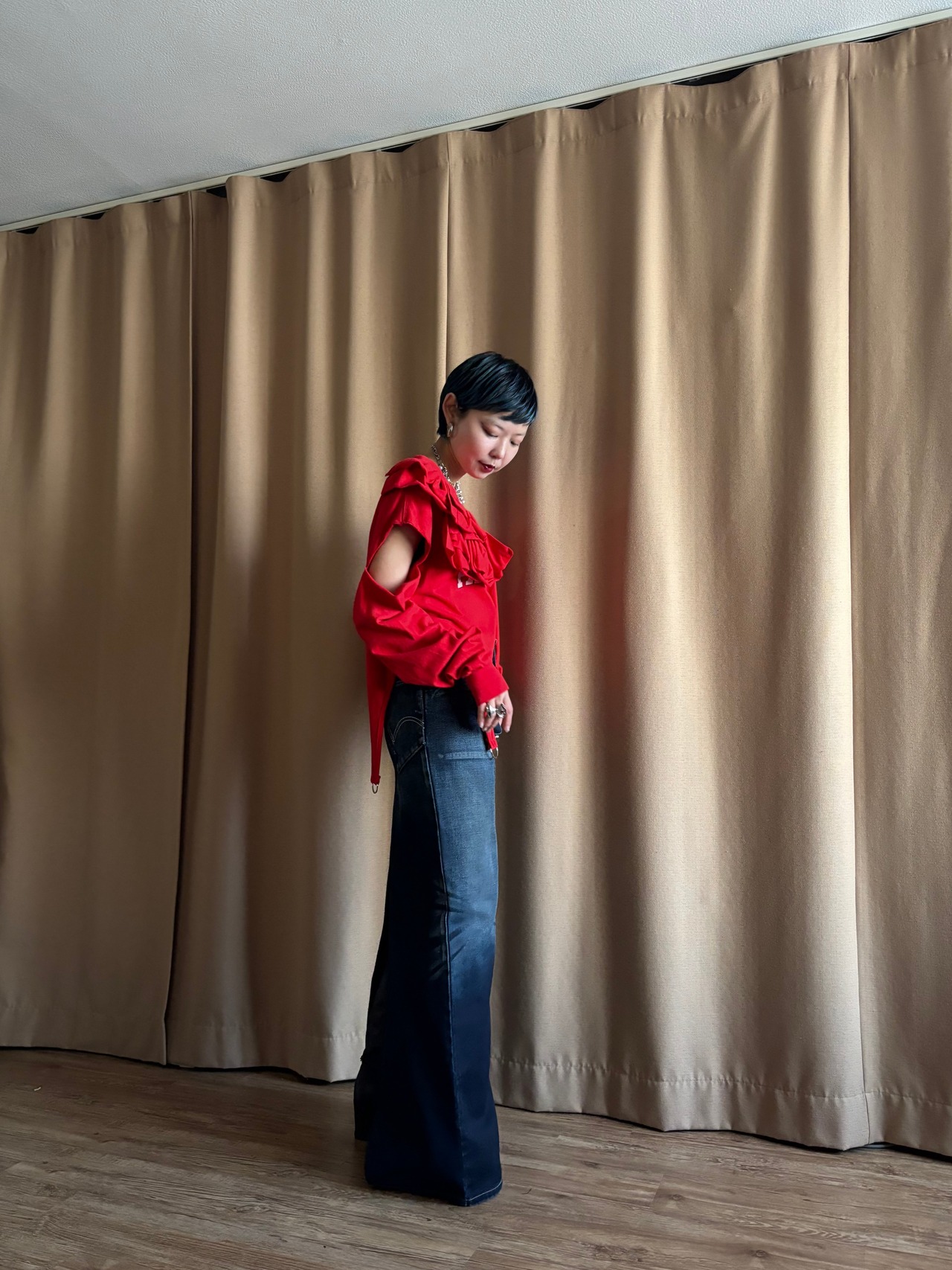 garter belt design frill remake long t shirt-4519-2