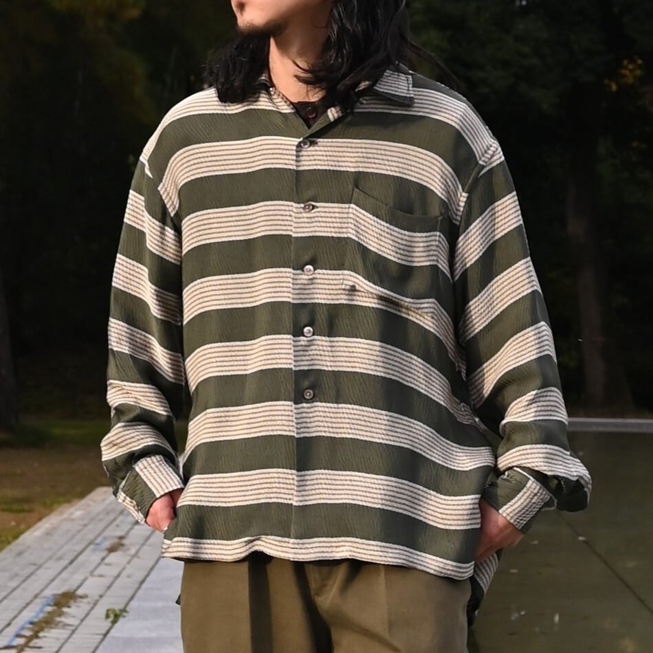 INTERIM / HYPER BIG VISCOSE STRIPE 60s OPEN COLLAR SHIRT | GANKO