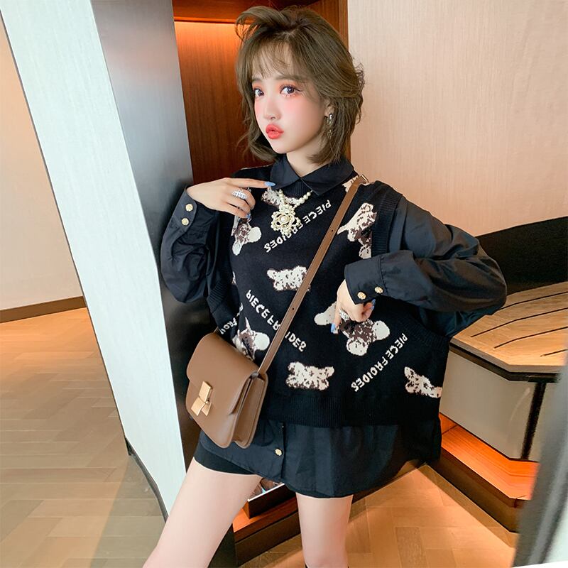 シャツ ジャカードウェストトップス ハイウェストショーツ オータム 秋物 ブルマー ステッチ MIUCO80715378141