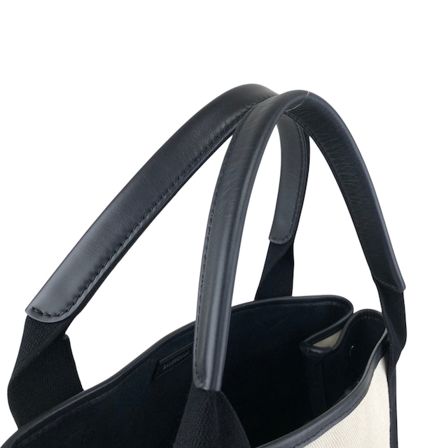 BALENCIAGA バレンシアガ カバスS ハンドバッグ ホワイト×ブラック ロゴ キャンバス トートバッグ vintage ヴィンテージ オールド bpp756