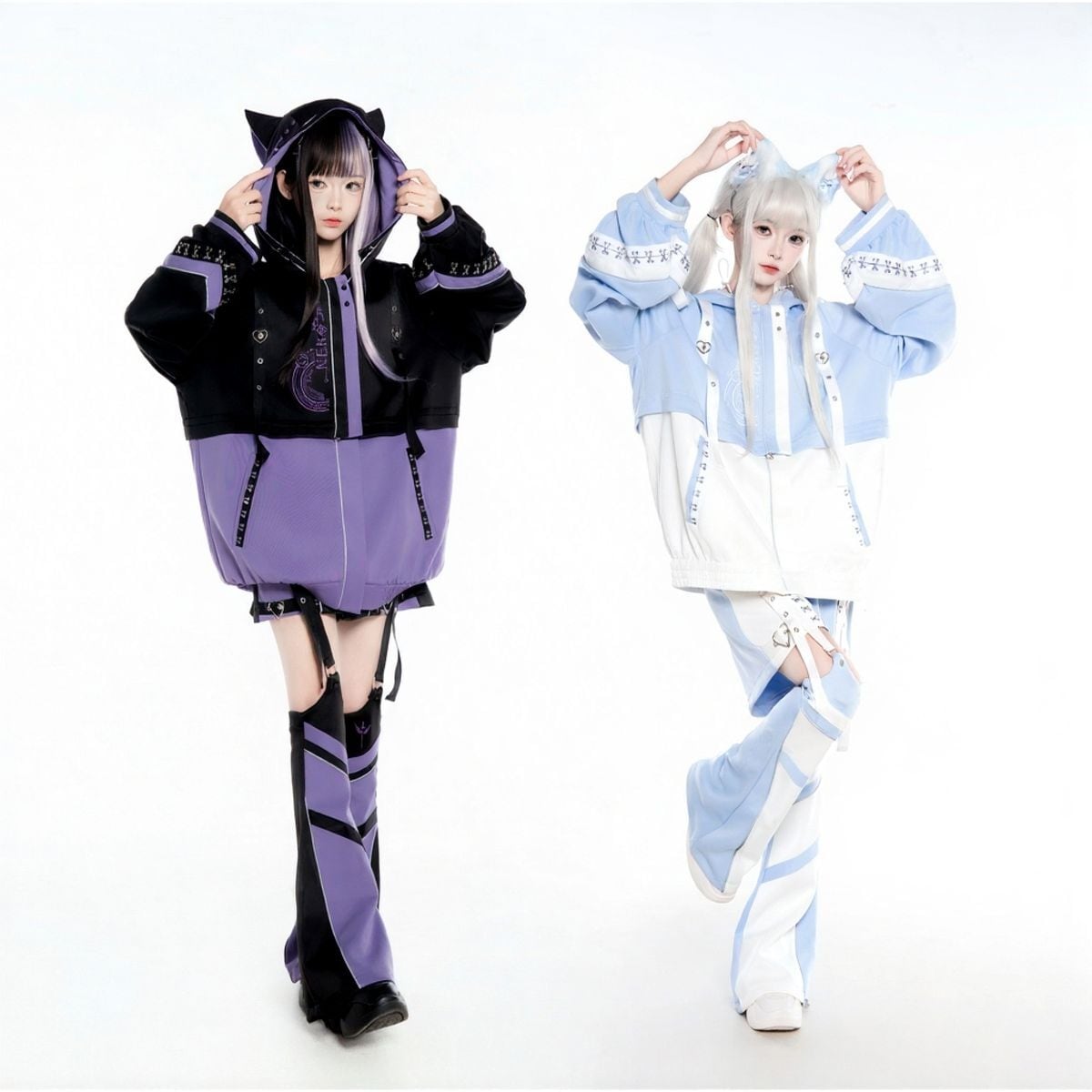 電脳少女サイバーパンク猫耳サイバージャージセット：フルセット