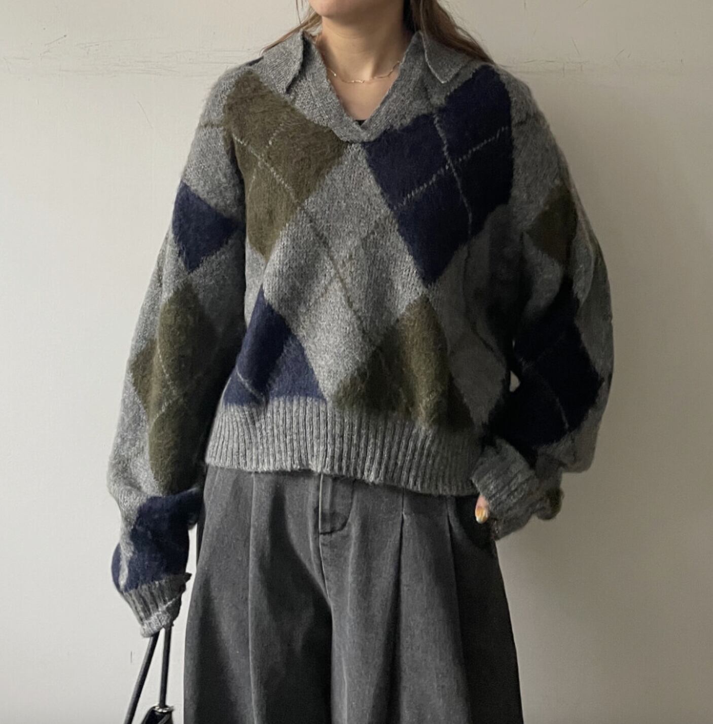 ナンバーミーTOKYO"ARGYLE PATTERN KNIT"GRAY