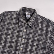 Columbia コロンビア TITANIUM チタニウム チェック柄 半袖シャツ S /ブラック系 メンズ