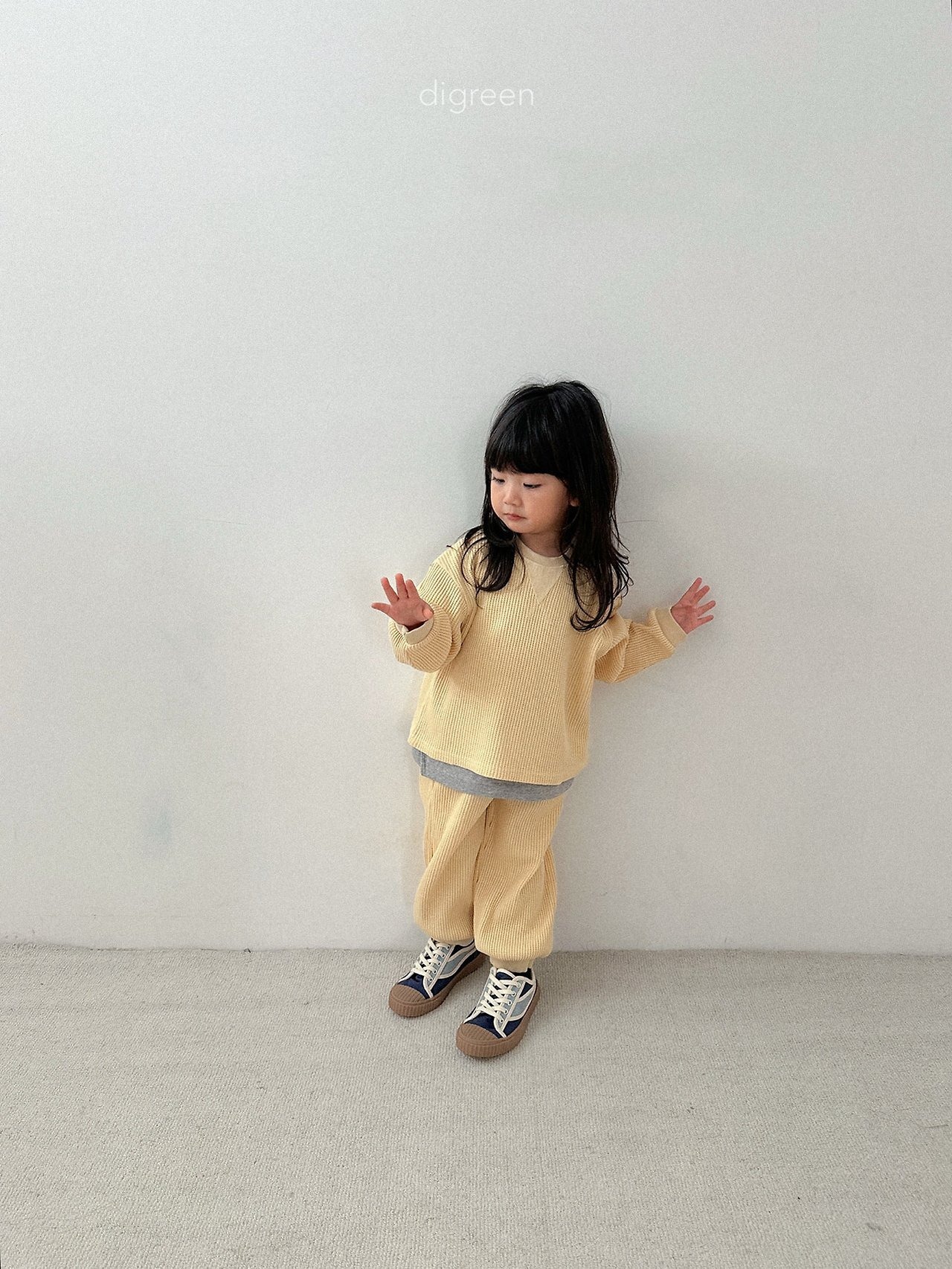 melange XXL［即納］flat waffle pants / digreen 26autumn