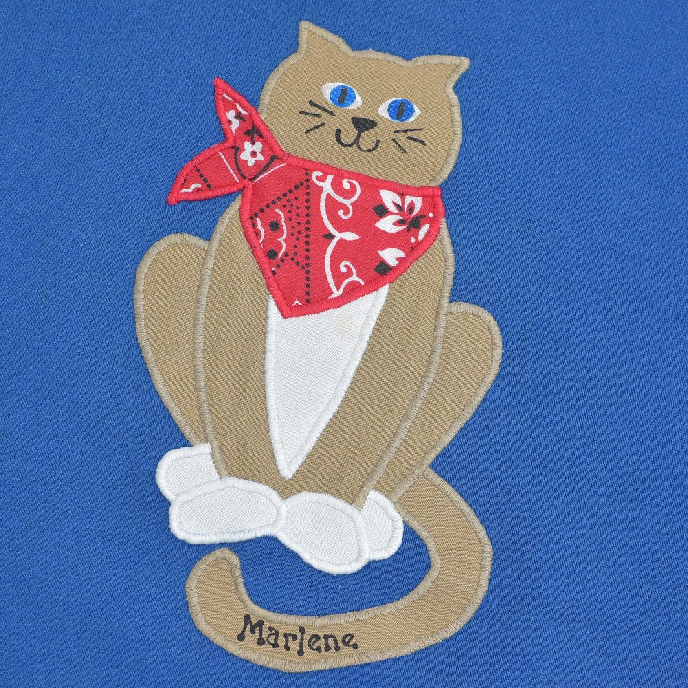 90s USA製 JERZEES ジャージーズ 猫 キャット アップリケ 刺繍