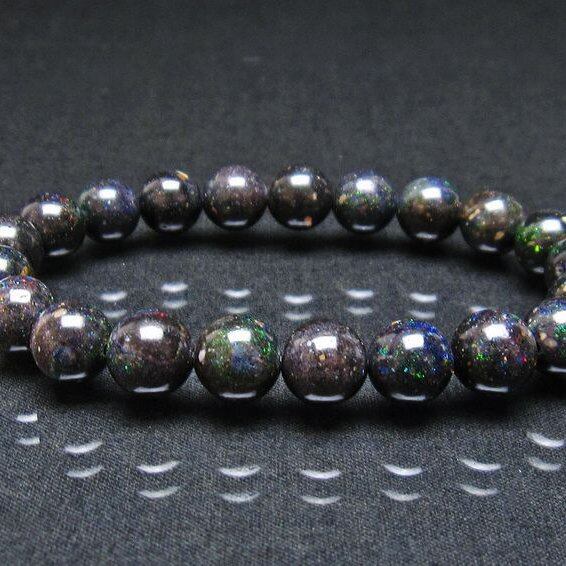 ブラックオパール ブレスレット 9mm 一点物 おまかせ便 111-37962