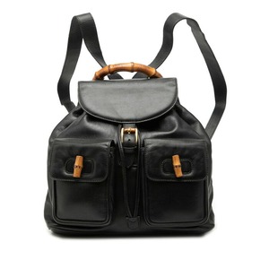 グッチ バンブー リュック バックパック 003 1998 0016 ブラック レザー レディース GUCCI 【中古】
