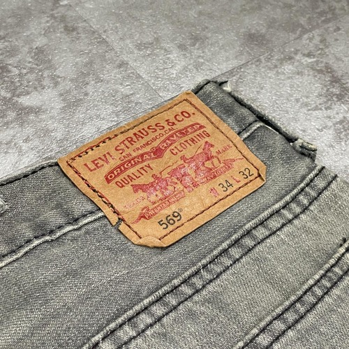 【W34 L32】 usa levi's 先染ブラック リーバイス 569 詳細写真3