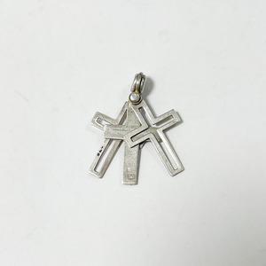Vintage 925 Silver Sliding Triple Cross Pendant Top Made In Czechoslovakia