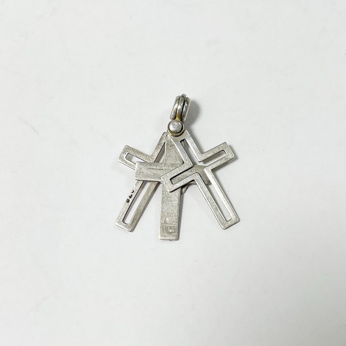 Vintage 925 Silver Sliding Triple Cross Pendant Top Made In Czechoslovakia