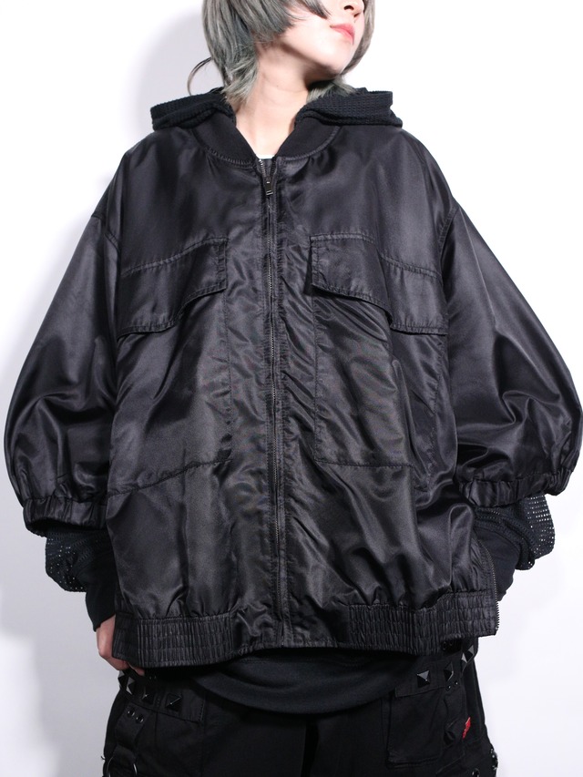 nylon oversized s/s bomber jacket