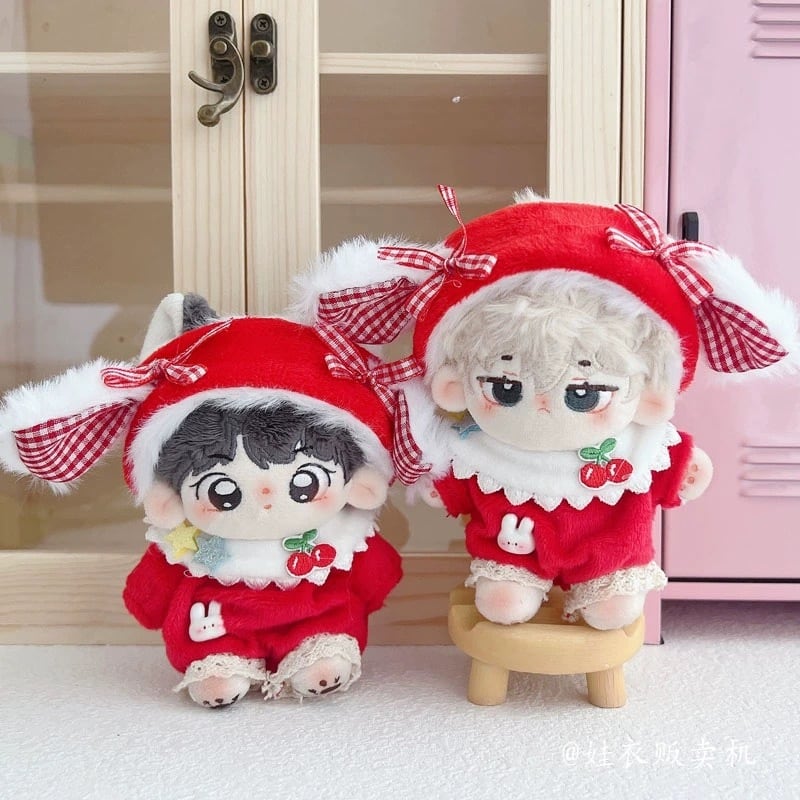 10cmぬい服】スターチェリーうさぎコーデ 10cm着せ替えぬいぐるみ用