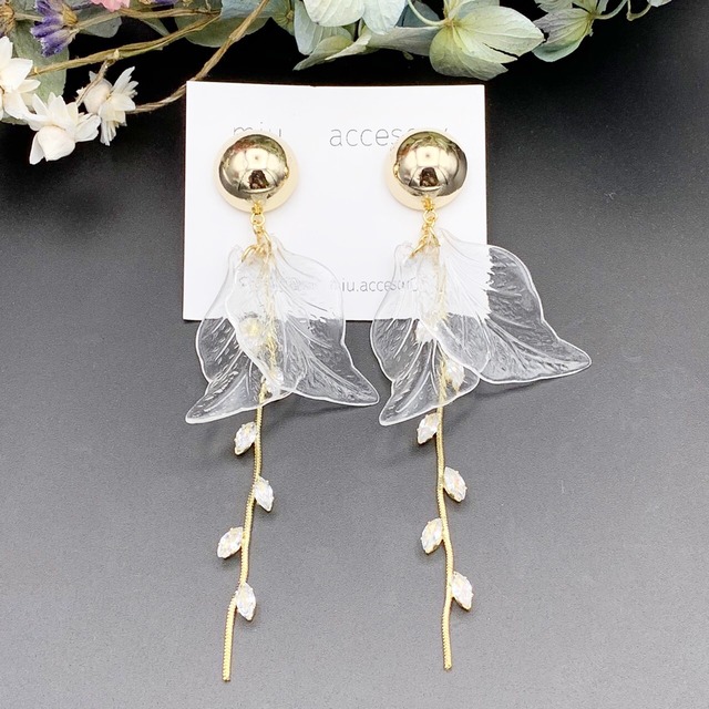 クリアリーフチェーンピアス