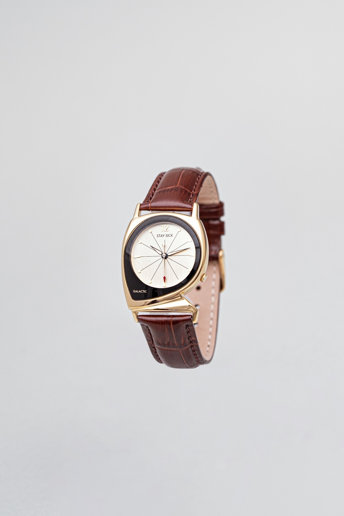 STAY SICK」Wristwatch(Brownleather)Gold×Black | STAY SICK