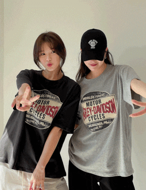 ★1 + 1【PINKSISLY】デヴィッド ルーズ ビンテージ 半袖Tシャツ - 3COLOR