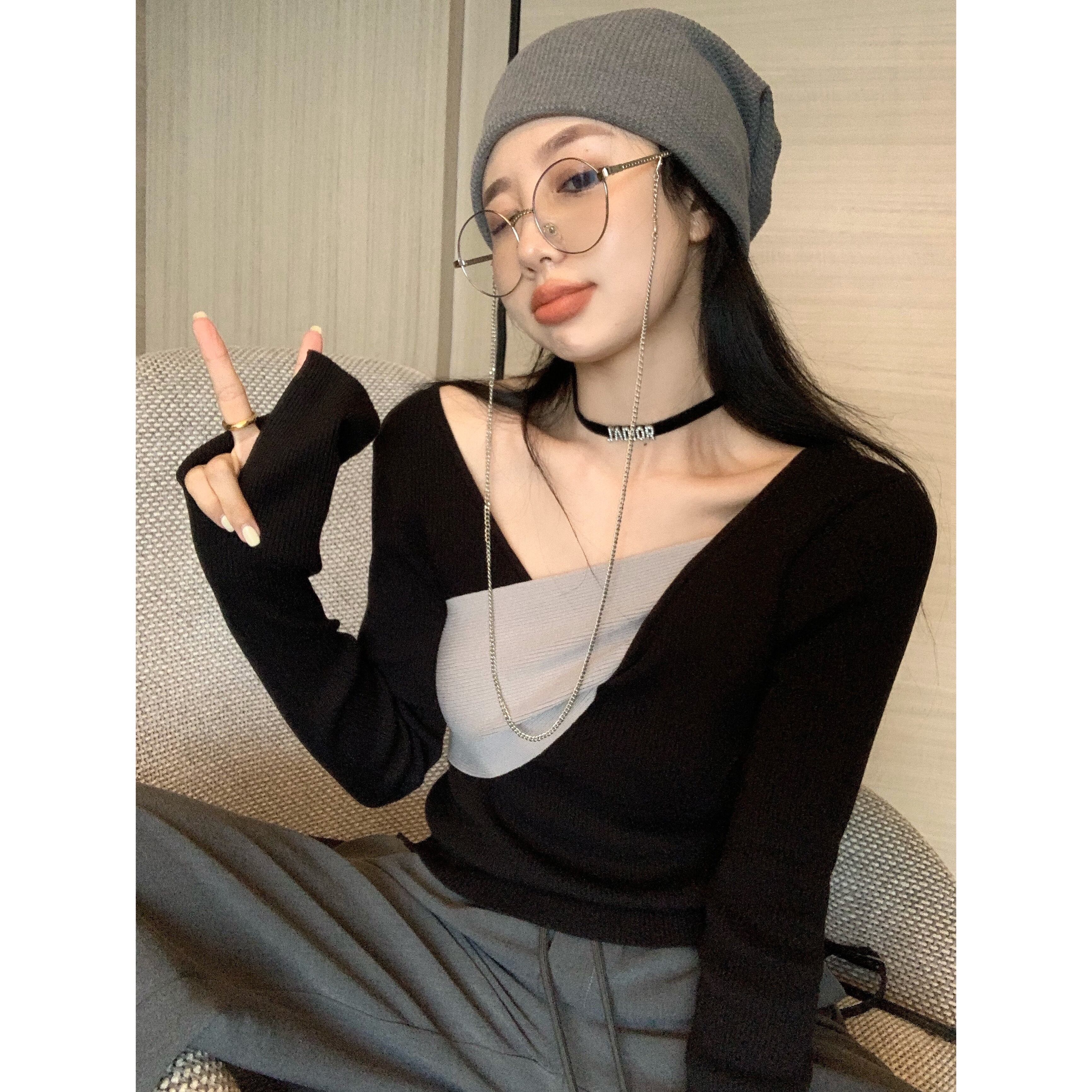 Tシャツ シャツ オータムショートカラートップス ロング 秋物 ガールズファッション58955627804