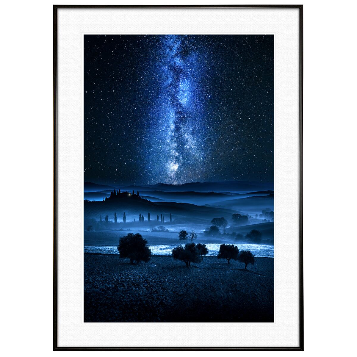 星空写真 イタリア写真 天の川銀河と流れ星 インテリアアートポスター額装 AS0552