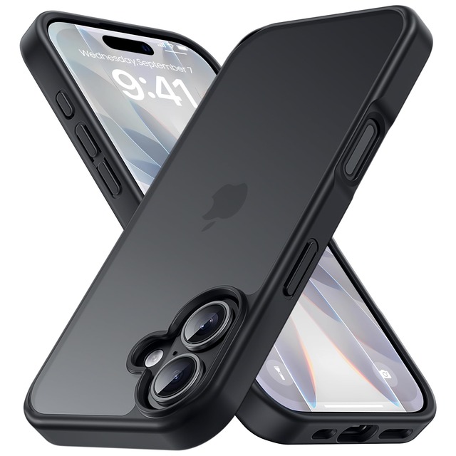 COSOIK iPhone 17 用 ケース 米軍MIL規格 マット仕上げ ワイヤレス充電対応 ストラップホール付き マットブラック