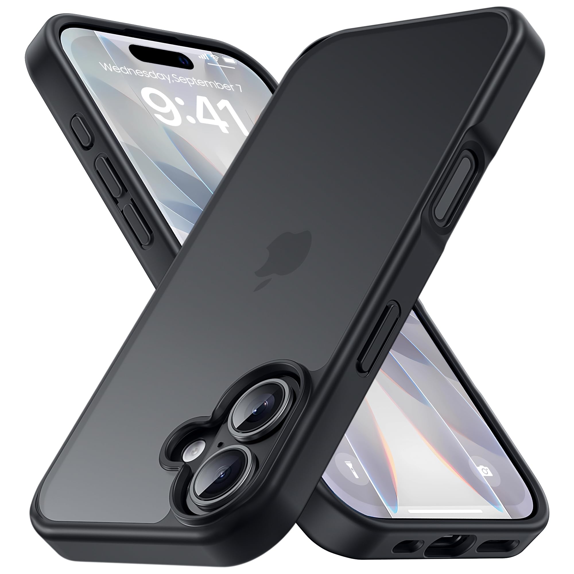 COSOIK iPhone 17 用 ケース 米軍MIL規格 マット仕上げ ワイヤレス充電対応 ストラップホール付き マットブラック