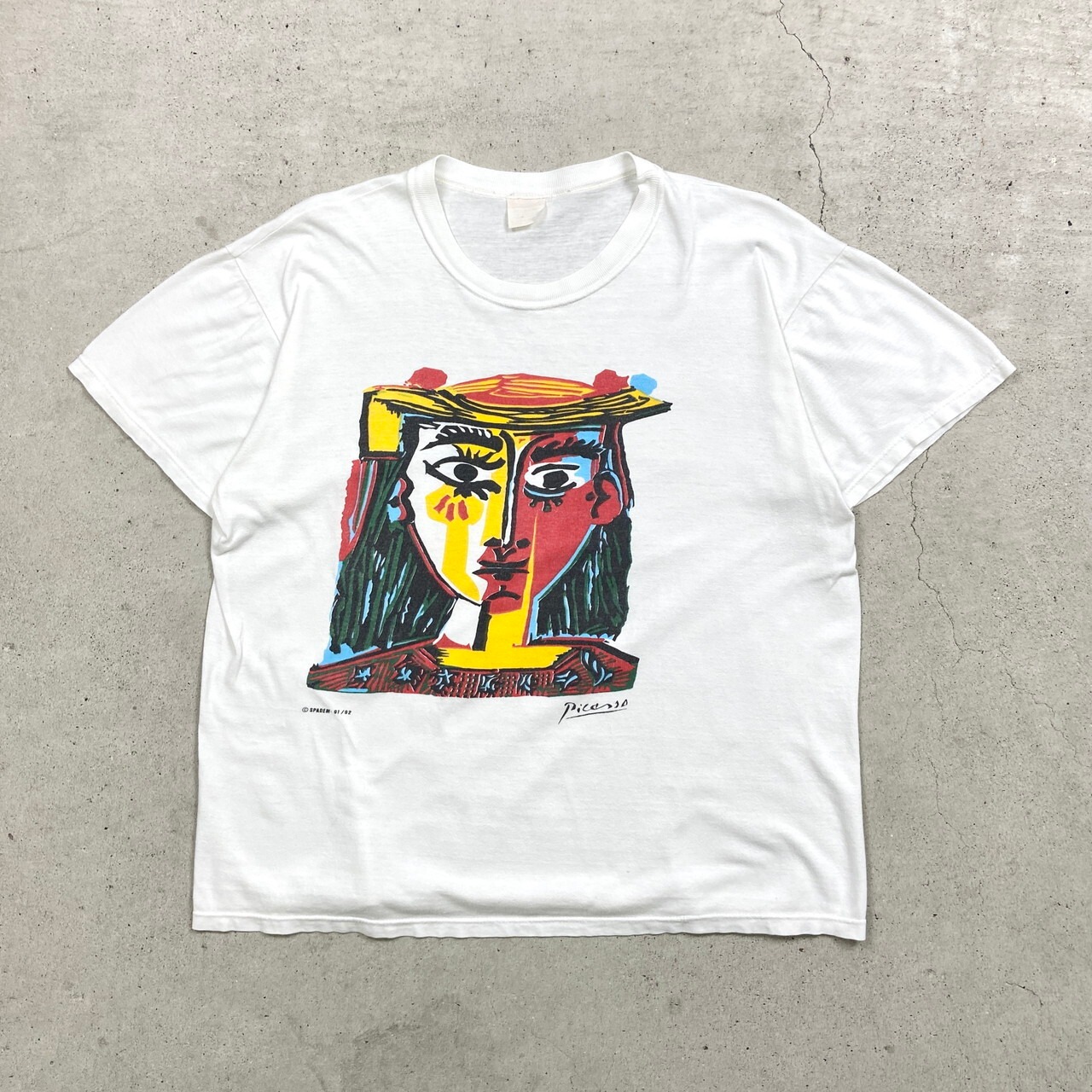 90年代 Picasso ピカソ 帽子を被った女の胸像 アート プリントTシャツ 