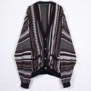 【Caka act2】"TUNDRA" Keyboard Design Vintage Knit Cardigan