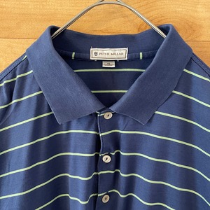 【PETER MILLAR】ビッグサイズ ポロシャツ XL ボーダー US古着 アメリカ古着