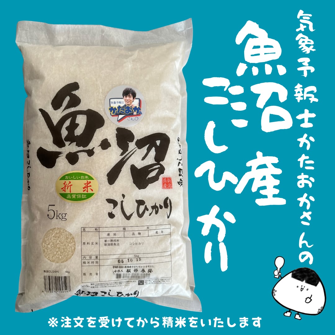 【令和5年産 新米5kg】気象予報士かたおかさんの 魚沼産こしひかり