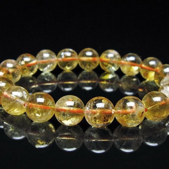 シトリン ブレスレット 虹入り 10mm シトリンクォーツ ブレス メール便可 一点物 111-50461