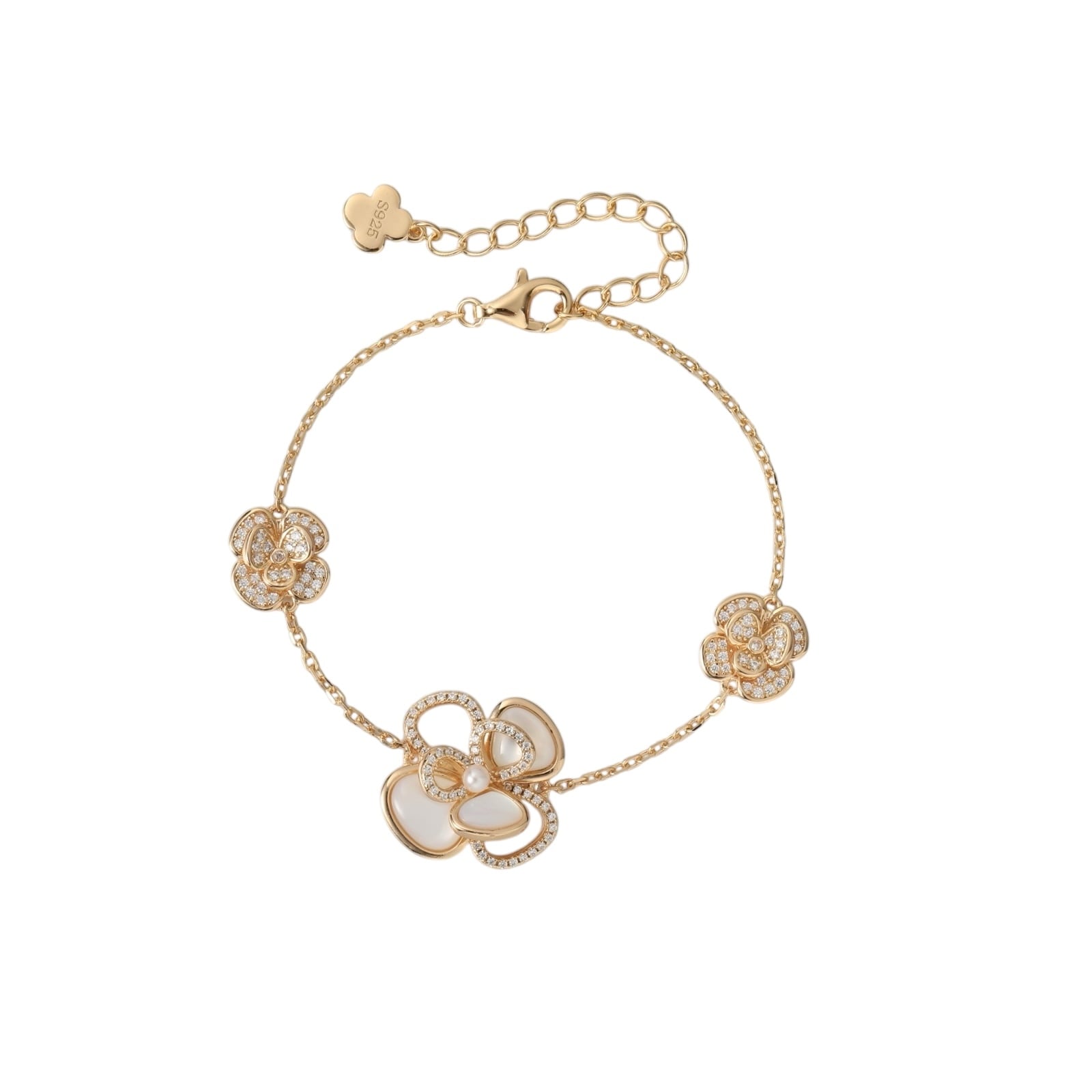 Original】Camellia Bracelet /椿ブレスレット/ホワイトシェル/ピンク