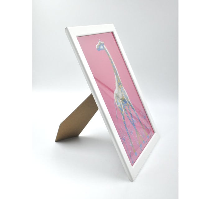 キリンのクレパス画 木製フレーム付き キリンのクレパス画 木製フレーム付き キリンのクレパス画 木製