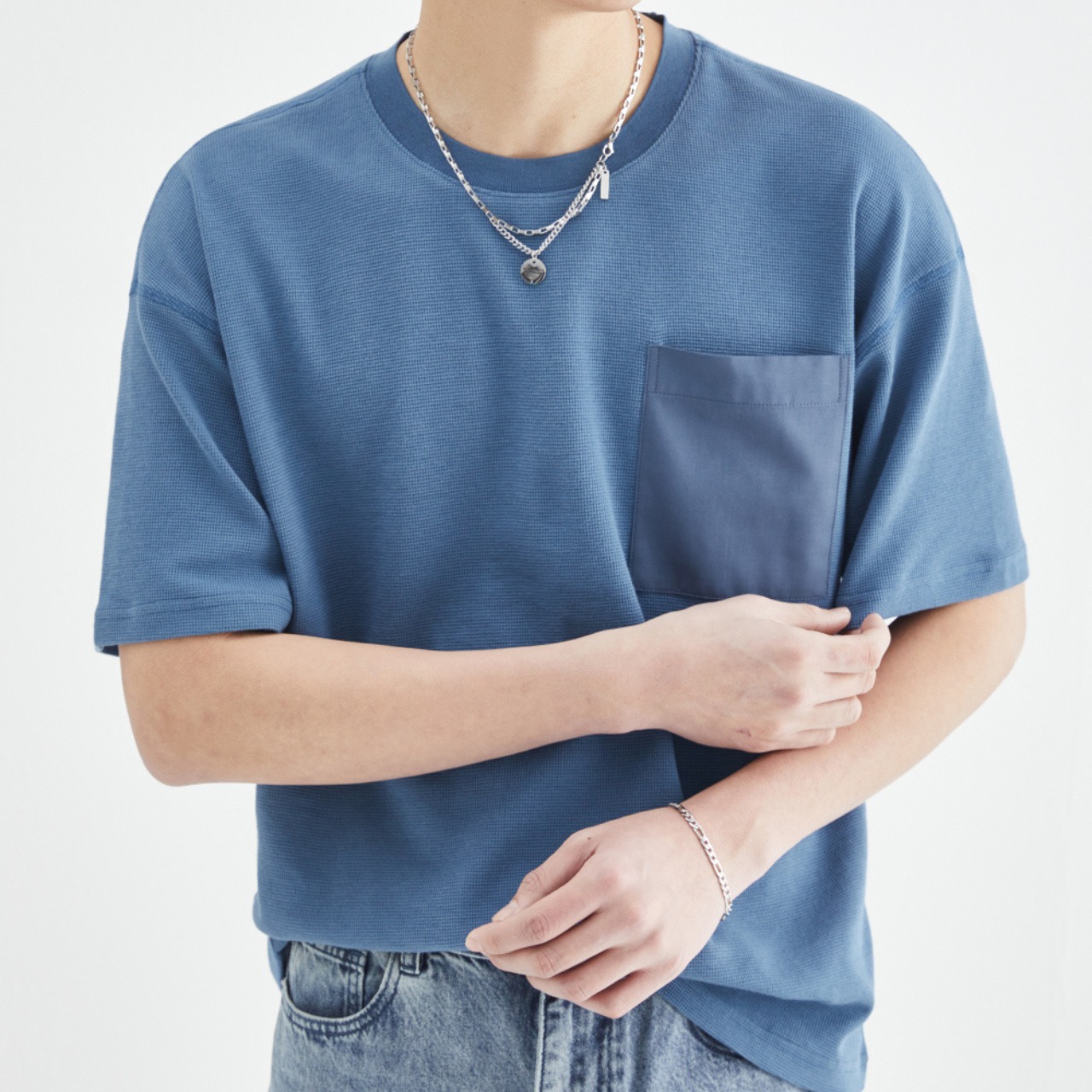 ポケット付きワッフルTシャツ　MT0110008