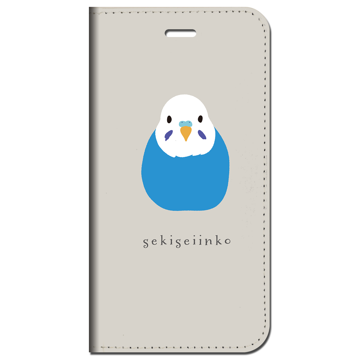 iPhone対応 スマホ 手帳型ケース インコブルー イラスト 動物 鳥 いんこ デザイナーズ キュート 【iPhone17 / iPhone16 / iPhone16e / iPhoneSE 他 iPhone各機種対応】 st57