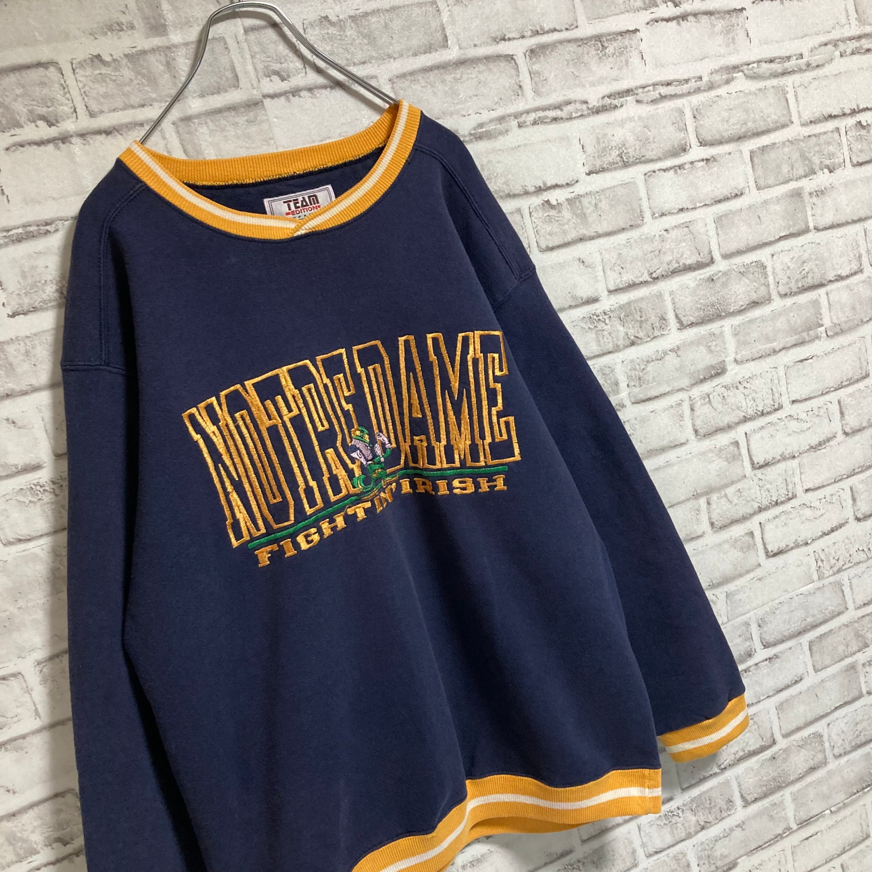 【TEAM EDITION APPAREL】L/S Sweat L Made in USA 90s “NOTRE DAME” スウェット トレーナー  USA製 ノートルダム大学 カレッジロゴ 刺繍ロゴ リブライン vintage ヴィンテージ アメリカ USA 古着