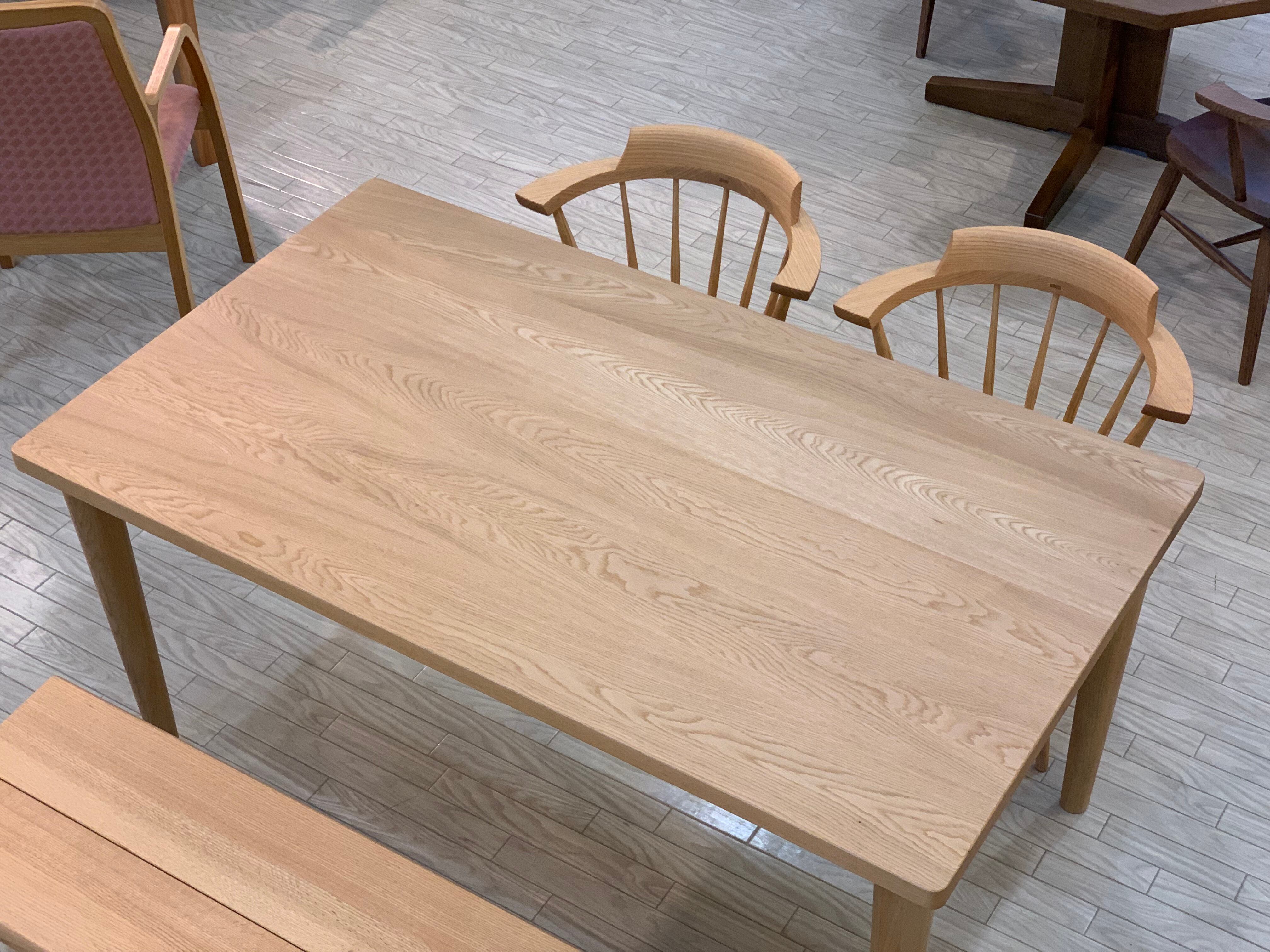 ミズナラ無垢板テーブル 天板厚35mm 巾ハギ ストレートカット 幅170