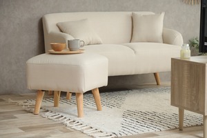 Lily オットマン付き2人掛けソファ