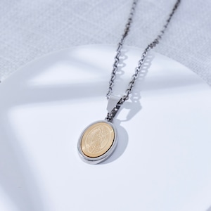 316L ( サージカルステンレス) small coin necklace【BICOLOR】#n01
