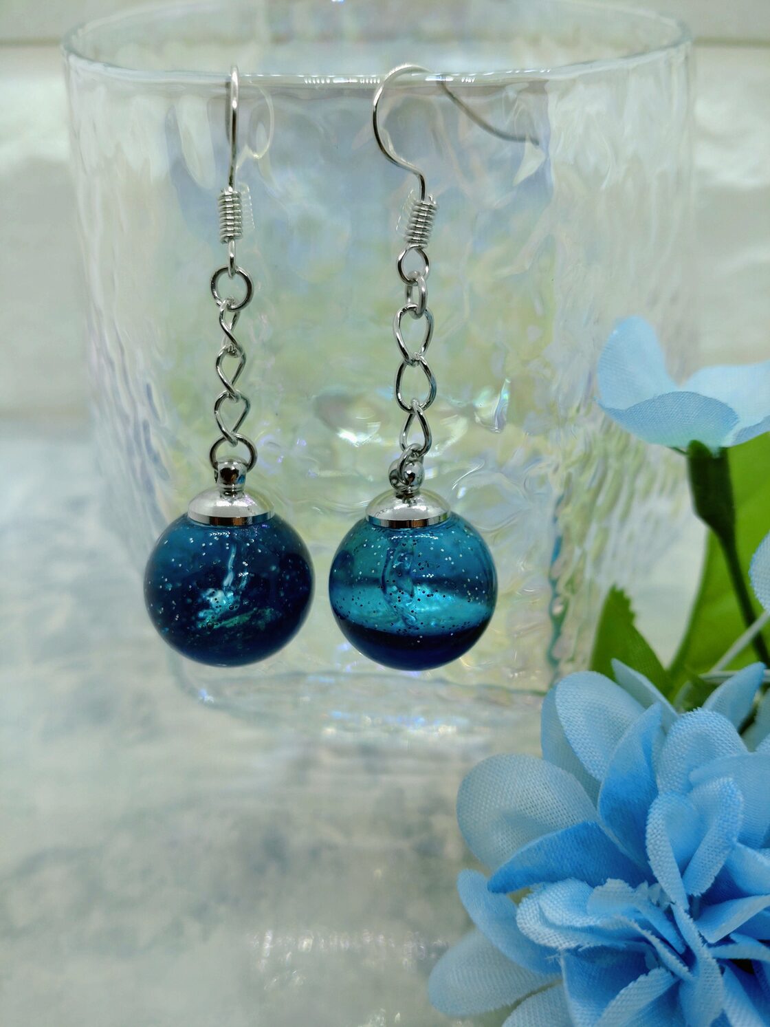 S925純銀】アクアマリンドロップピアス／ティアドロップ揺れるピアス 