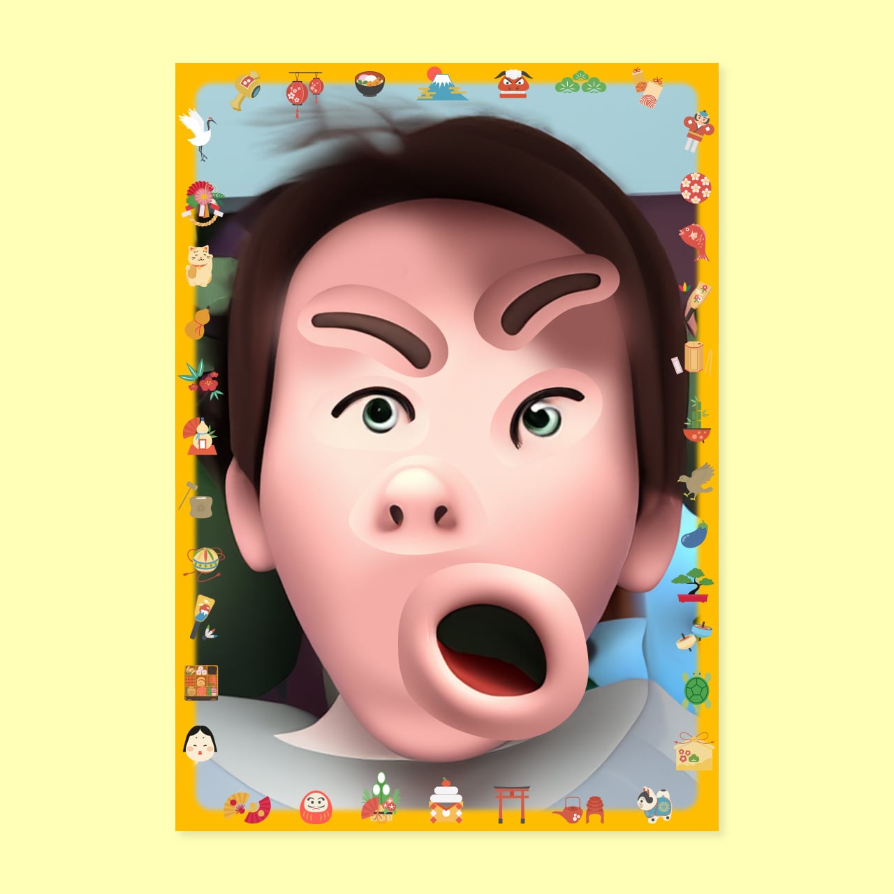 福笑い マグネットタイプ】お子様の 似顔絵 で作る 福笑い 裏面