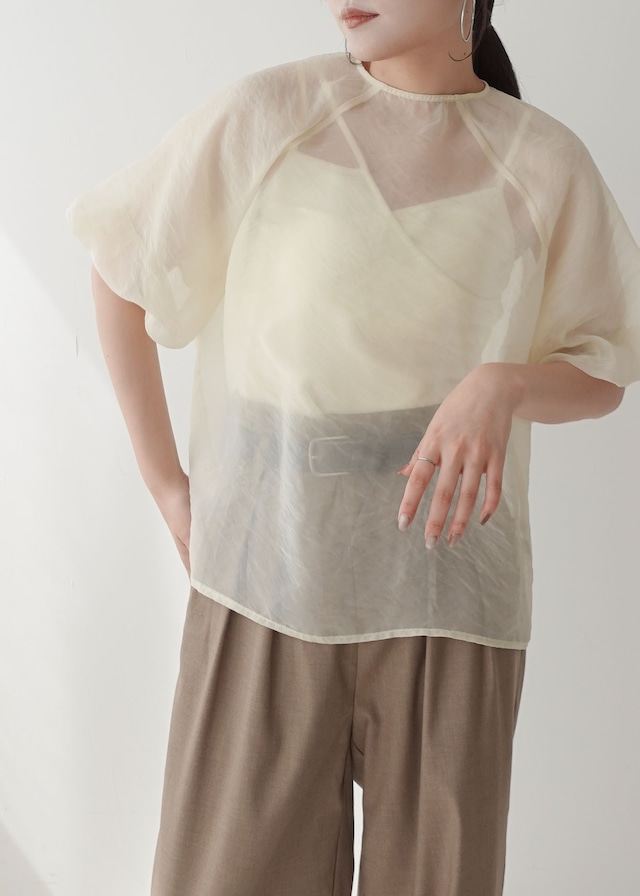 CF230613 balloon sleeve sheer tops