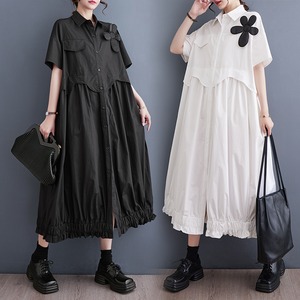 Flower Frill Shirt Dress / フラワー フリル シャツ ワンピース
