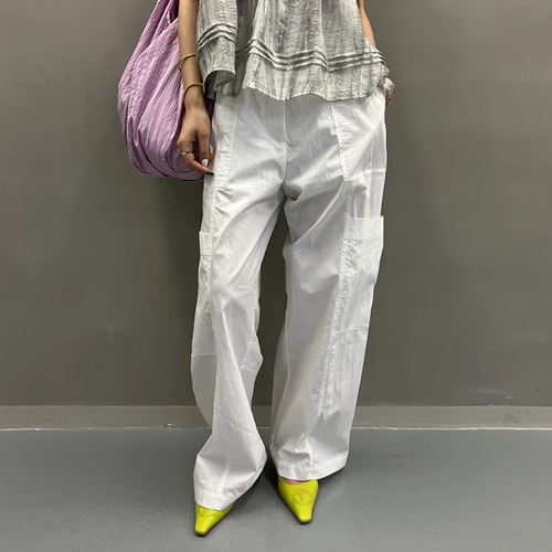 2色／デザインワイドレッグパンツ ・19187