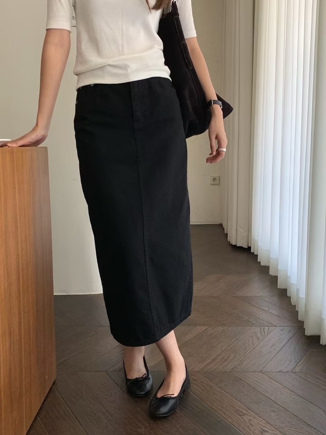 (即納) verveine / 091 Bully cone dying denim skirt 2color