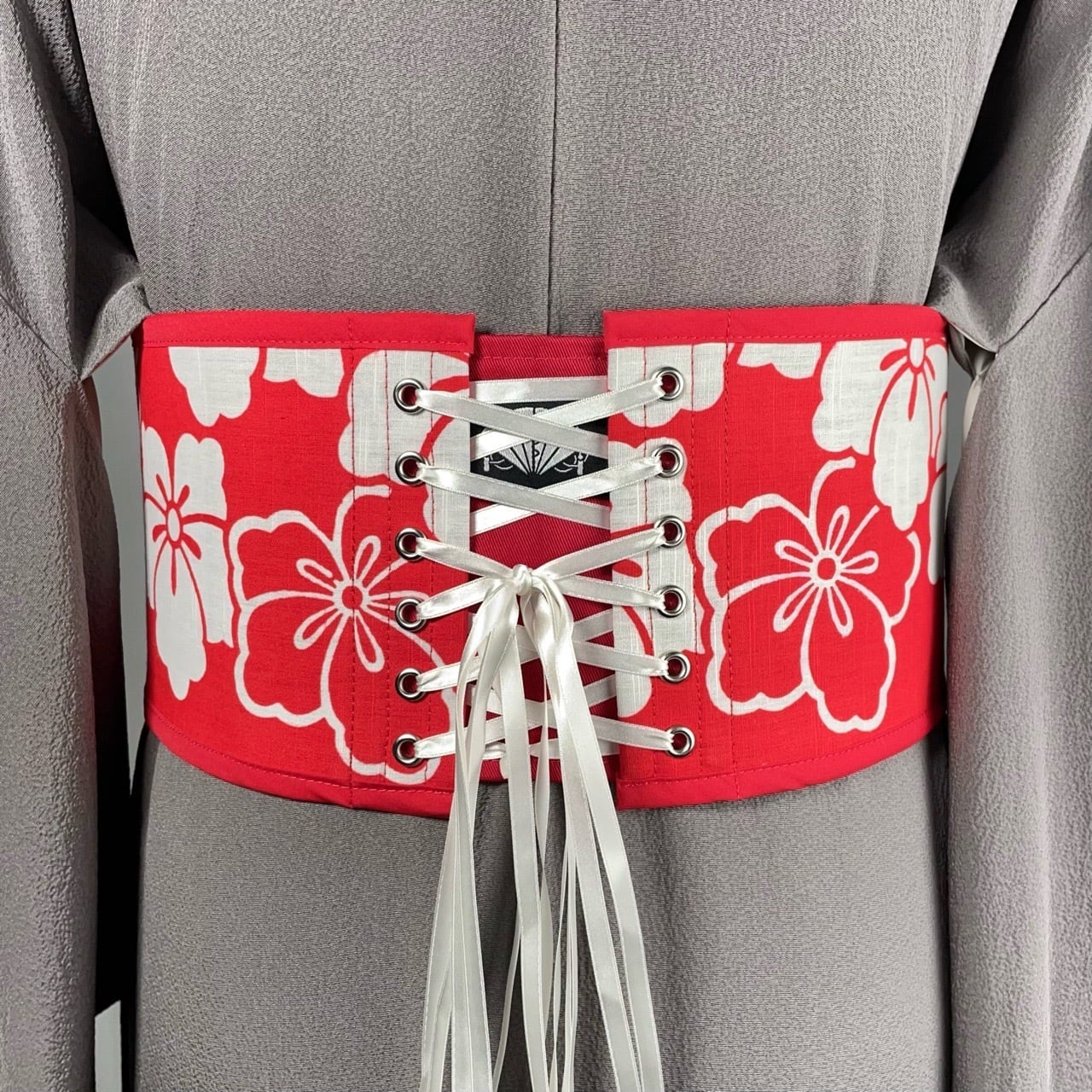 コルセット帯（桐紋・半幅帯より制作）Corset Obi(Paulownia pattern