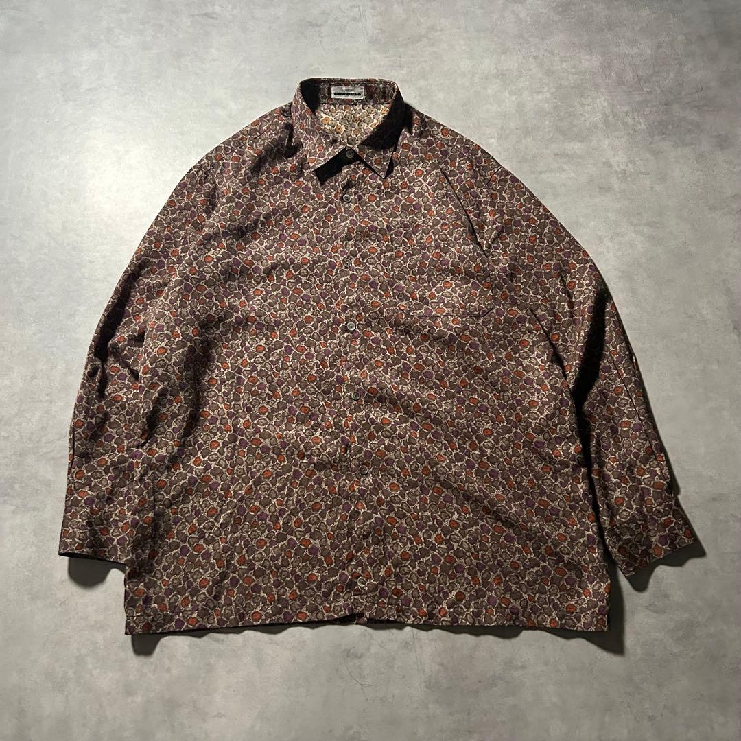 ヴィンテージ 総柄 アート ヨーロピアン ブラウン デザイン レトロ シャツ