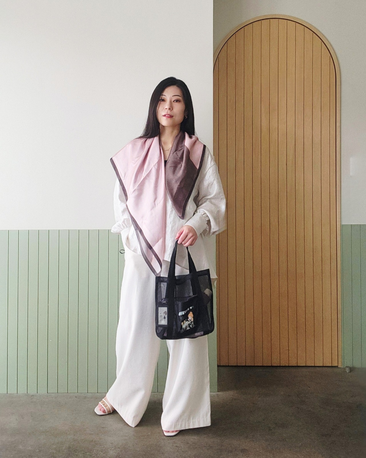 【SAMPLE / 1点限り】シルクスカーフ_展示・撮影使用品（PINK & BROWN） - 18