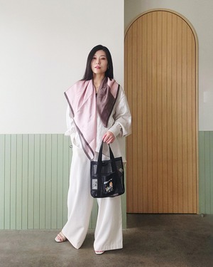 【SAMPLE / 1点限り】シルクスカーフ_展示・撮影使用品（PINK & BROWN）
