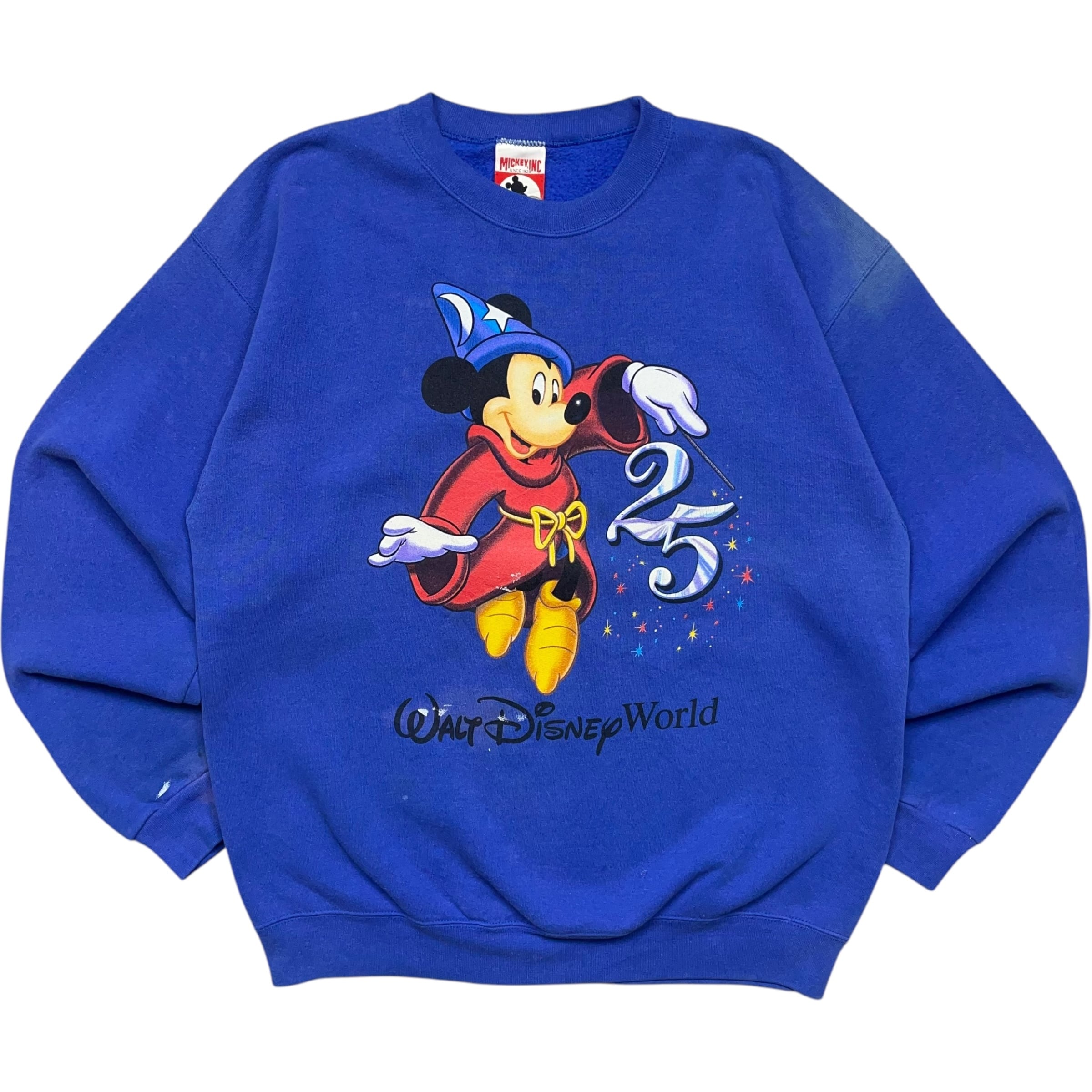 《L》MICKEY,INC スウェット ディズニー 25周年記念 プリント ブルー USA製 no.6797