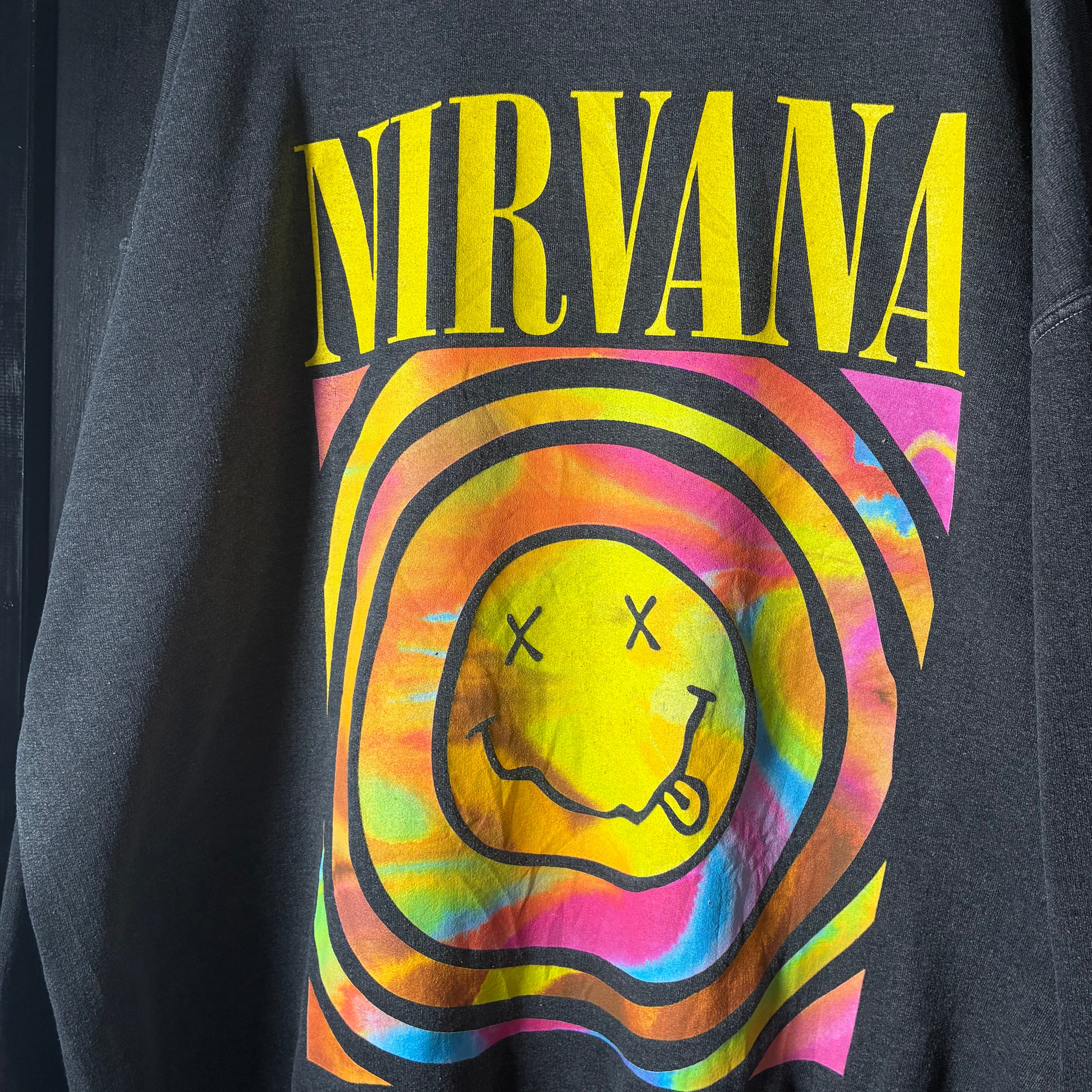 NIRVANA バンドスウェット 袖プリント ダークグレー ニルヴァーナ