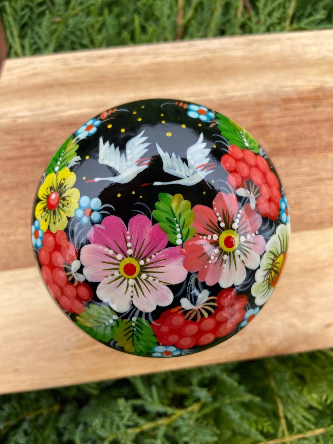 ペトリキウカ塗りのジュエリーボックス（人間国宝ホメンコ作）ウクライナ製 - 1