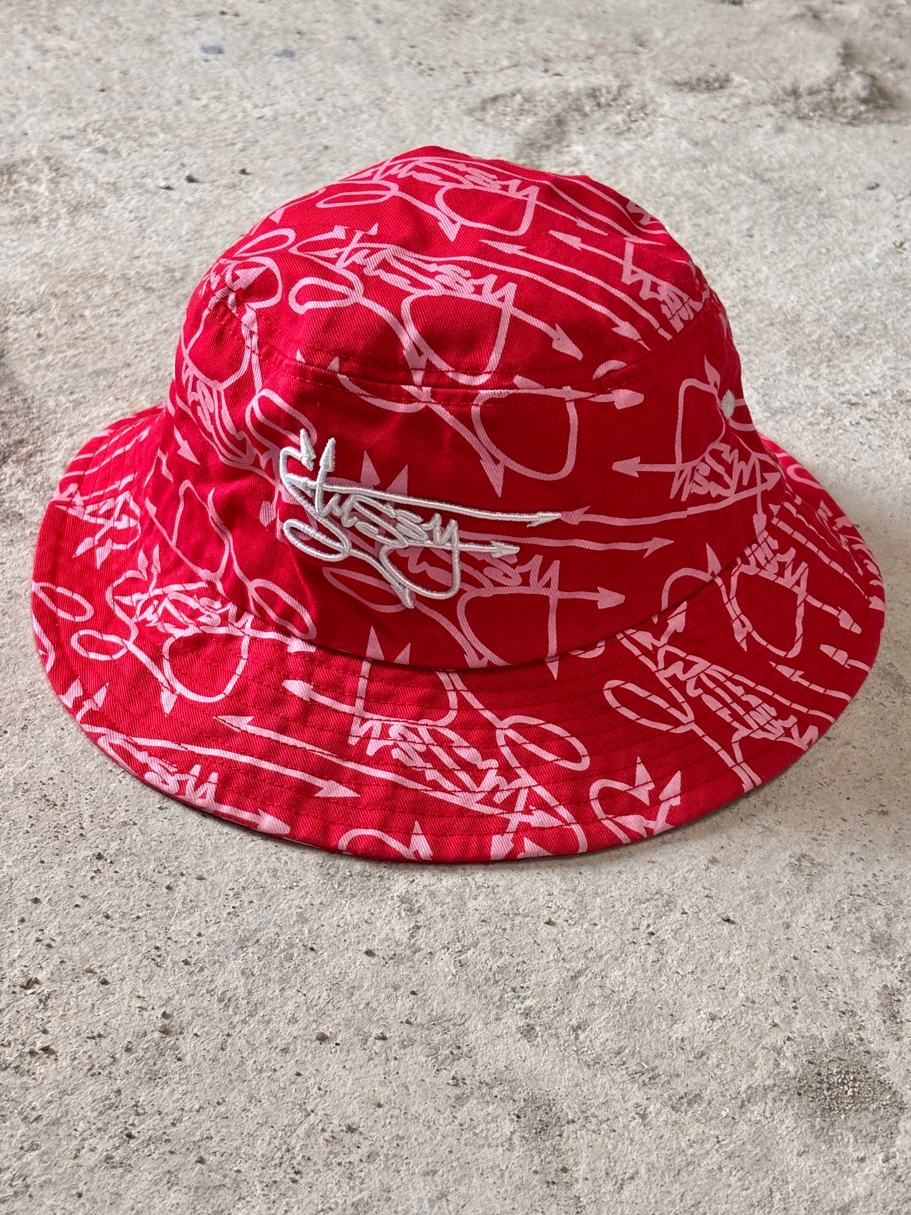 00～10s STUSSY × FUTURA/Logo print Bucket Hat/L/XL/ロゴプリント